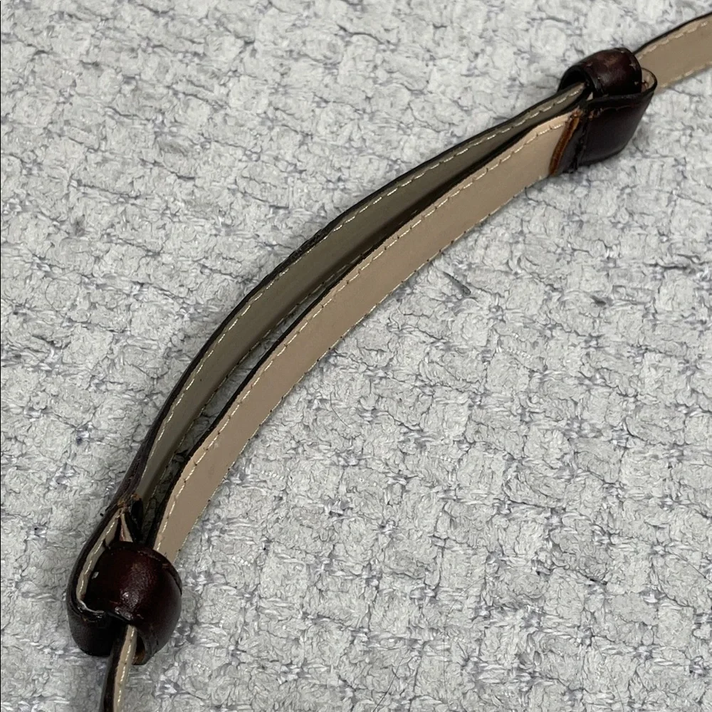 Vintage Womens Landes adjustable Leather Brown Brushed Gold Clasp Buckle Belt OS